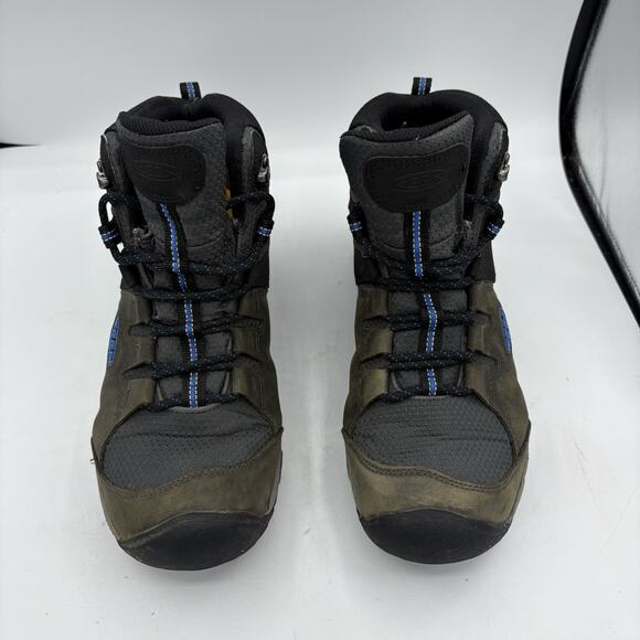 Keen Hiking Boots Mens 10.5 Steens Vent Green Black Leather Lace Up Outdoor - Picture 4 of 10